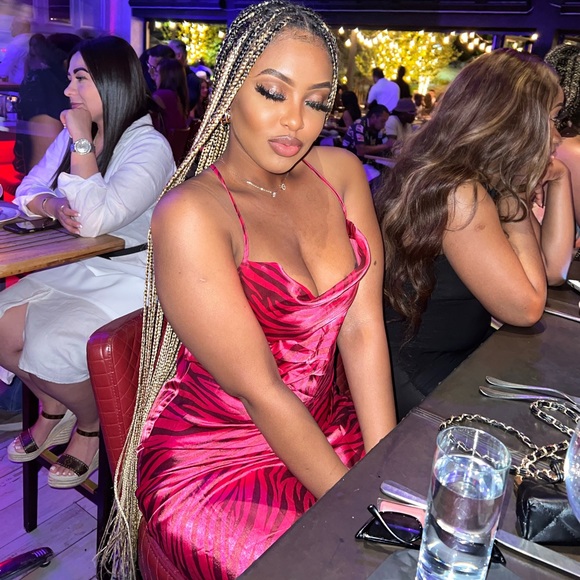 Zebra strapped lace up backless cami dress - Picture 1 of 5